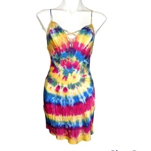 Tie dye silk slip dress Victoria's secret small